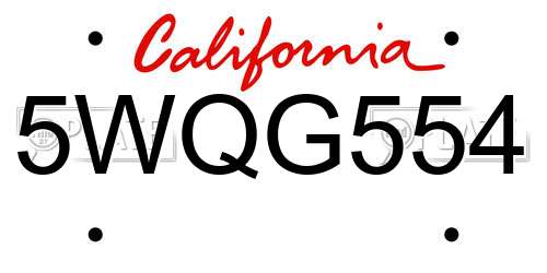 5WQG554 California License Plate