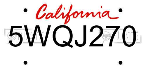 5WQJ270 California License Plate