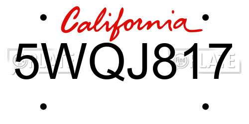 5WQJ817 California License Plate