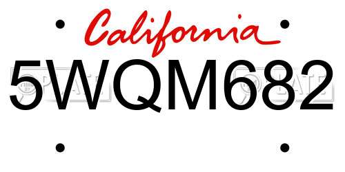5WQM682 California License Plate