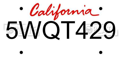5WQT429 California License Plate