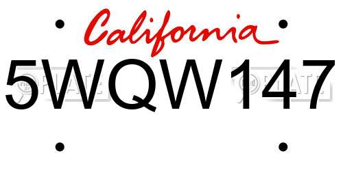 5WQW147 California License Plate