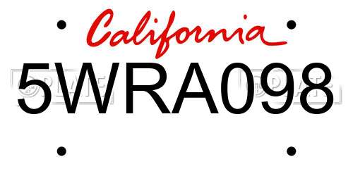 5WRA098 California License Plate