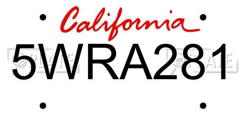 5WRA281 California License Plate
