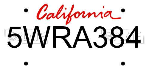 5WRA384 California License Plate