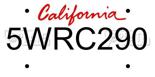 5WRC290 California License Plate