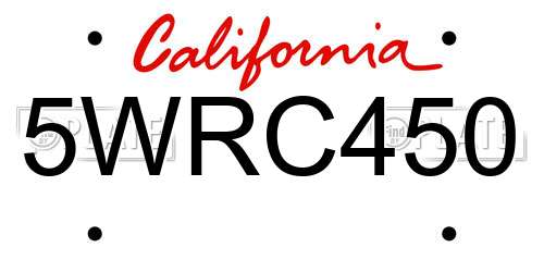 5WRC450 California License Plate