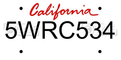 5WRC534 California License Plate