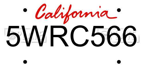 5WRC566 California License Plate