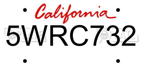 5WRC732 California License Plate