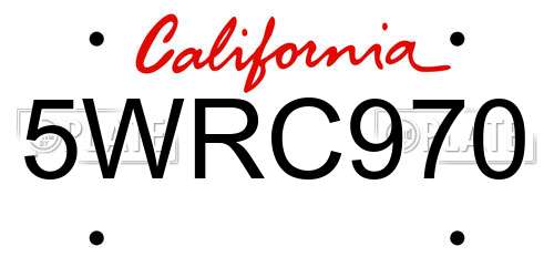 5WRC970 California License Plate