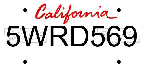 5WRD569 California License Plate