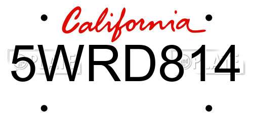 5WRD814 California License Plate