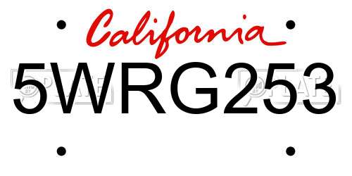 5WRG253 California License Plate