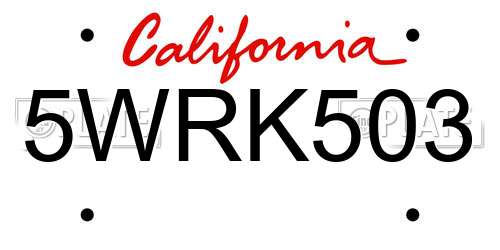 5WRK503 California License Plate
