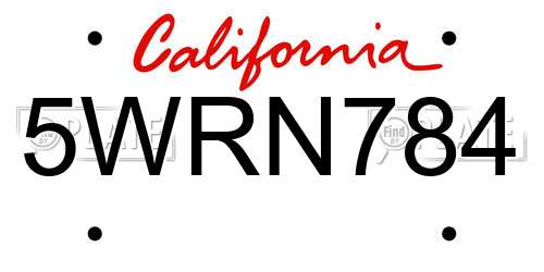 5WRN784 California License Plate