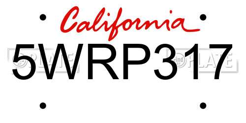 5WRP317 California License Plate