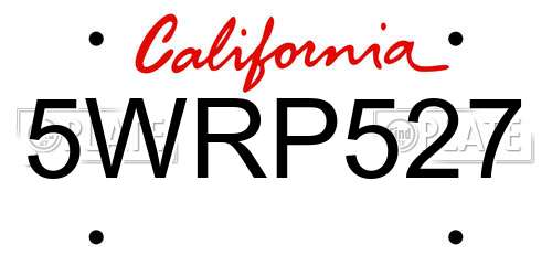5WRP527 California License Plate