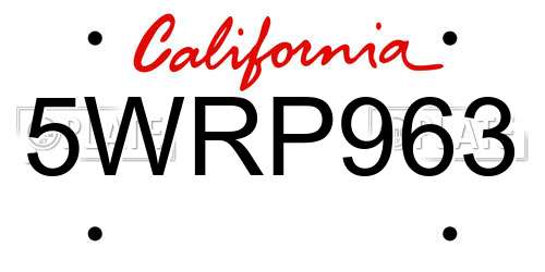 5WRP963 California License Plate