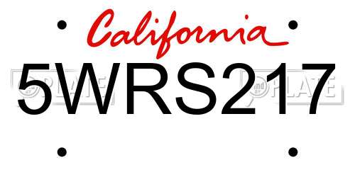 5WRS217 California License Plate