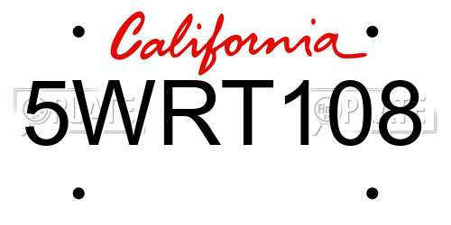 5WRT108 California License Plate