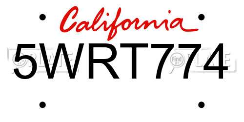 5WRT774 California License Plate