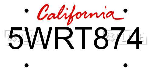 5WRT874 California License Plate