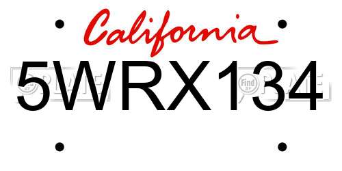 5WRX134 California License Plate