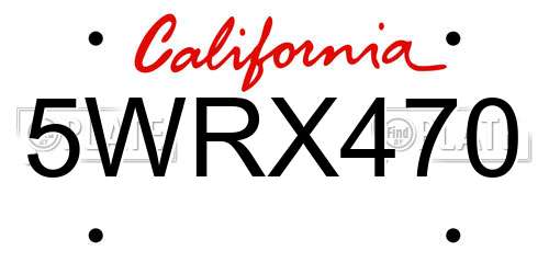 5WRX470 California License Plate