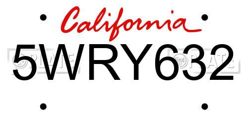 5WRY632 California License Plate