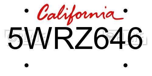5WRZ646 California License Plate