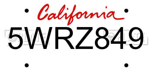 5WRZ849 California License Plate