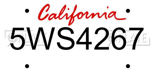 5WS4267 California License Plate