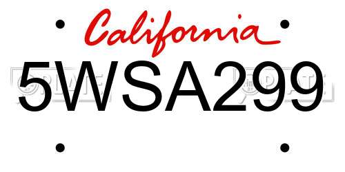 5WSA299 California License Plate