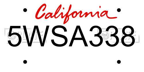 5WSA338 California License Plate