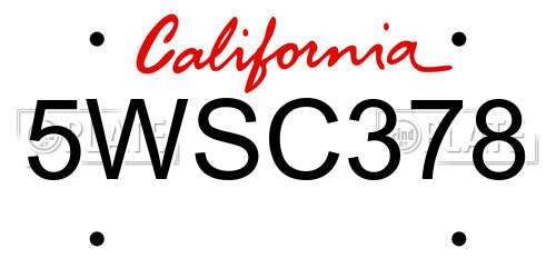 5WSC378 California License Plate