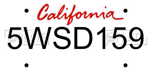5WSD159 California License Plate