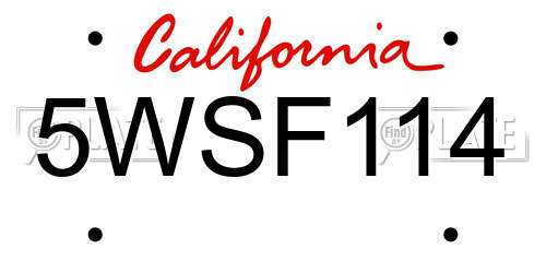 5WSF114 California License Plate