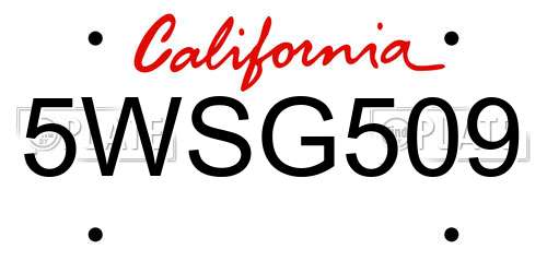 5WSG509 California License Plate