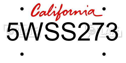 5WSS273 California License Plate
