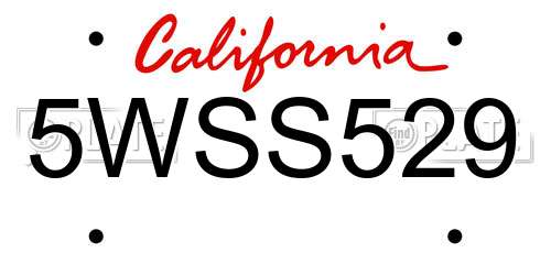 5WSS529 California License Plate