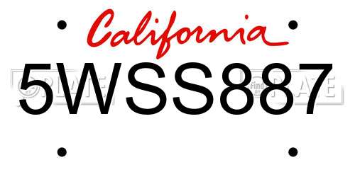 5WSS887 California License Plate