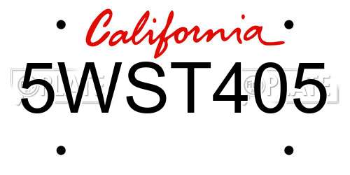 5WST405 California License Plate
