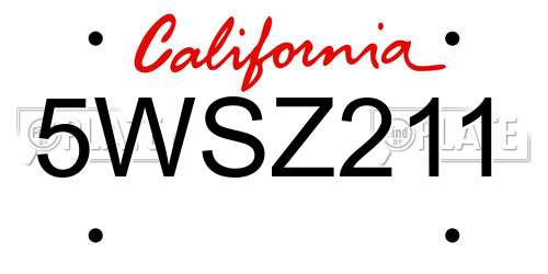 5WSZ211 California License Plate