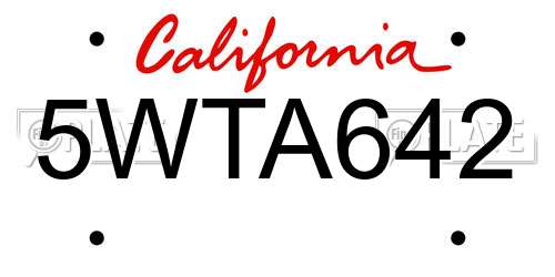 5WTA642 California License Plate