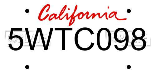 5WTC098 California License Plate