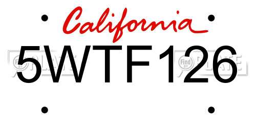 5WTF126 California License Plate