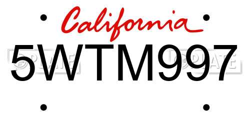 5WTM997 California License Plate