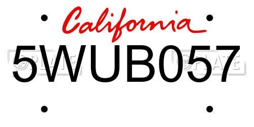 5WUB057 California License Plate