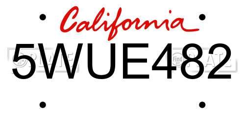 5WUE482 California License Plate